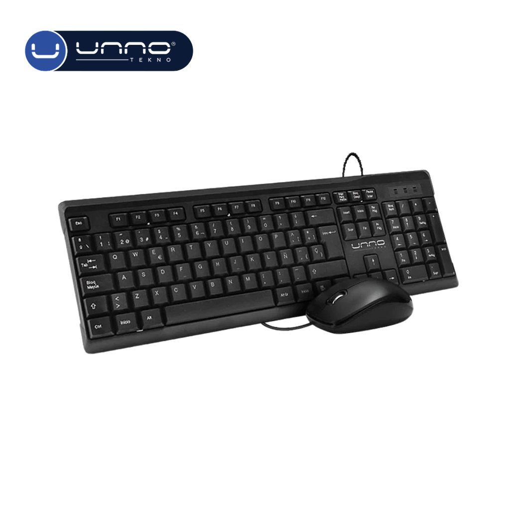 Combo UNNO TEKNO Teclado y Mouse Alambrico Klass USB Español (KB6721BK)