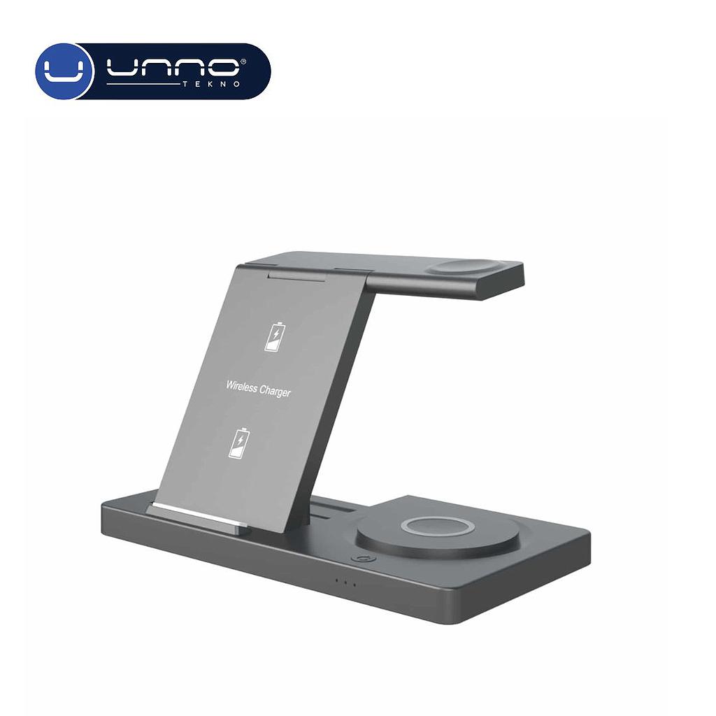 Cargador UNNO TEKNO Inalambrico ChargePro 3 en 1 Stand 15W (PW5119BK)