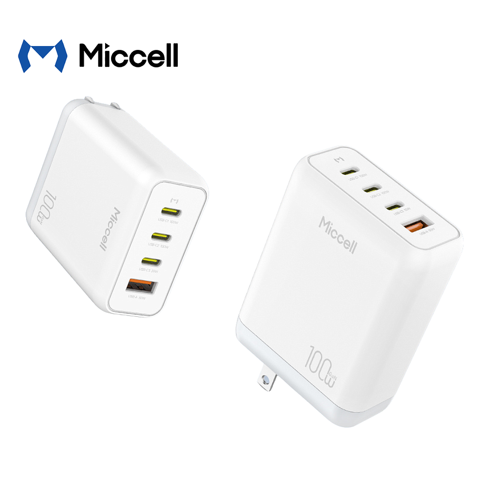 Cargador Miccell 3 Puertos USB-C + 1 puerto USB-A 100W (VQ-T51)