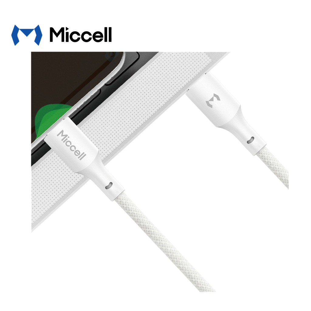 Cable Miccell Trenzado Tipo USB-C A USB-C 60W 1.2m Blanco (VQ-D126)
