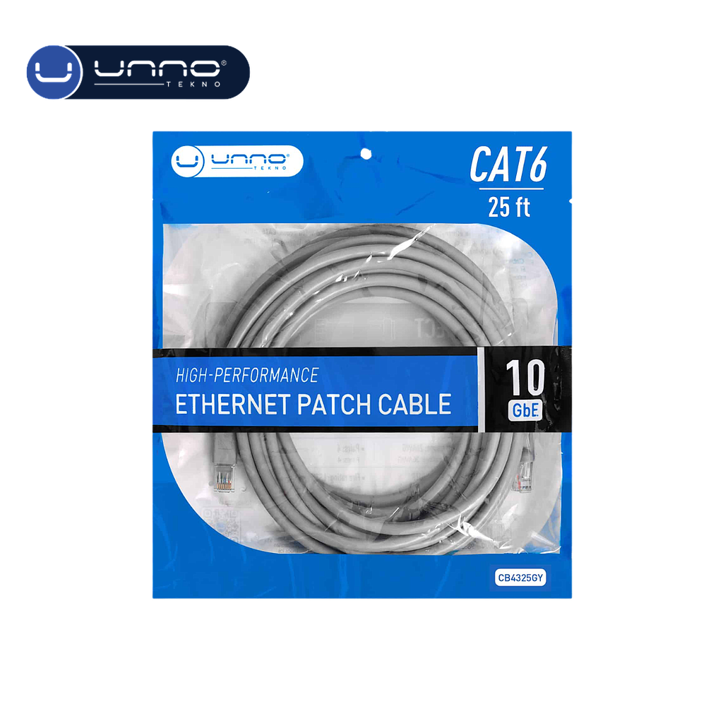 Cable UNNO TEKNO de red ethernet CAT6 25FT (CB4325GY)