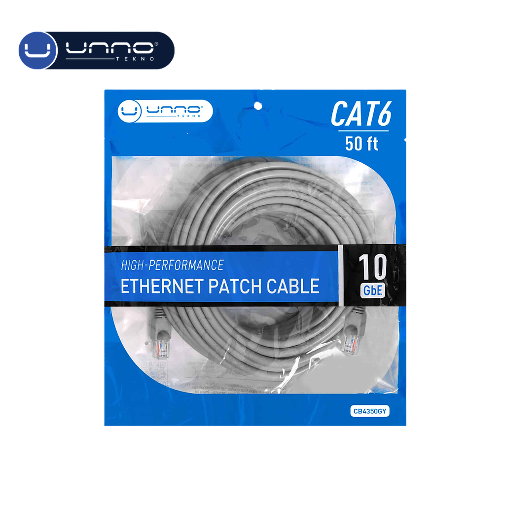 Cable UNNO TEKNO de red ethernet CAT6 50FT (CB4350GY)