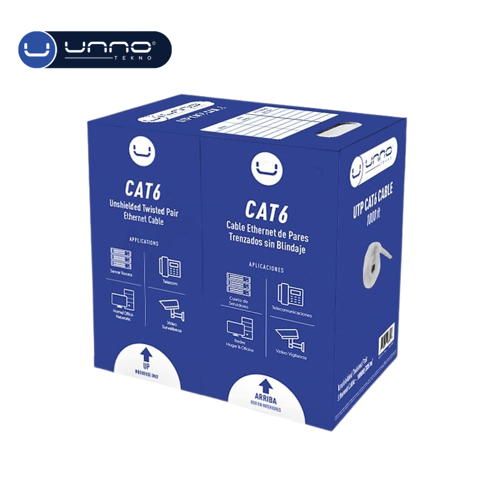 Cable UNNO TEKNO de red ethernet CAT6 1000FT (CB4399GY)