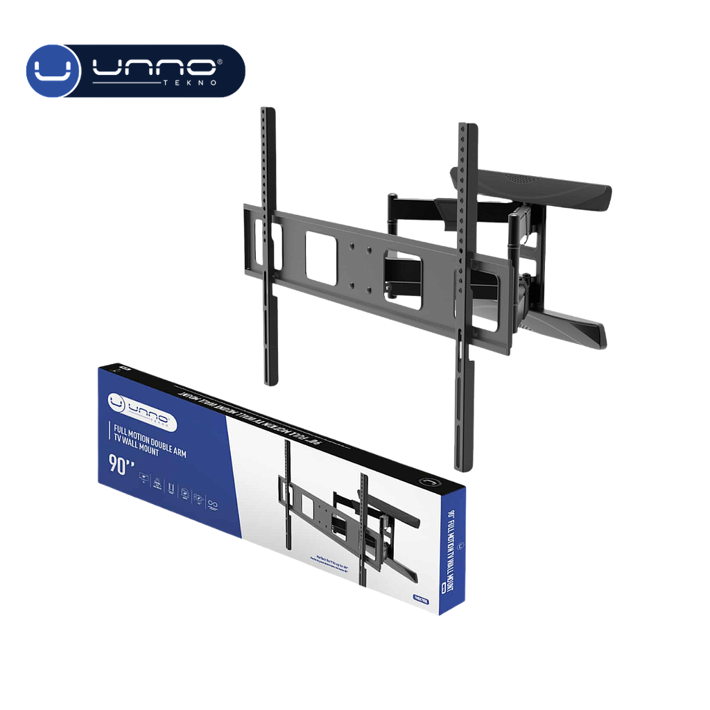 Soporte UNNO TEKNO de movimiento completo y doble brazo de 90" para TV (TM8079BK)