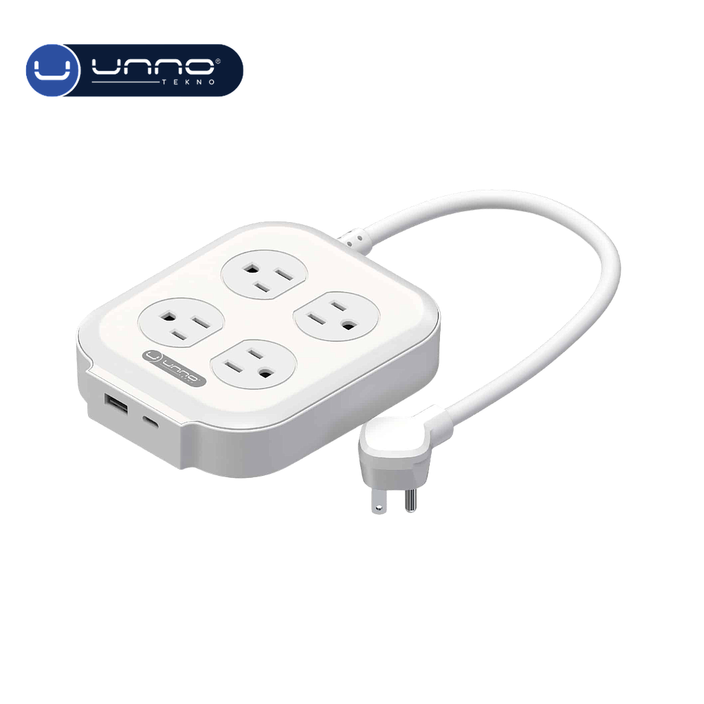 Regleta de 4 tomas UNNO TEKNO Dual USB-C y USB-A Blanco (PW5085WT)