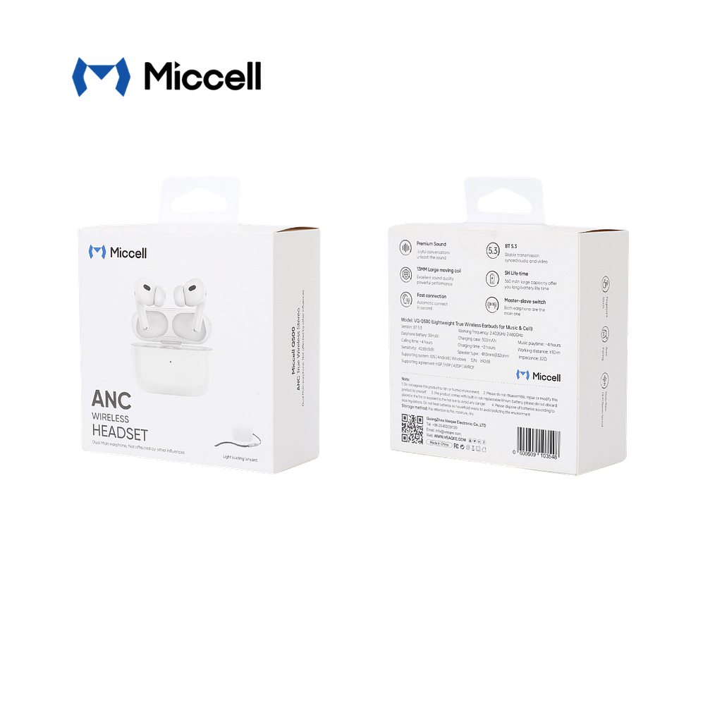 Audifono Miccell VQ-Q500 Blanco